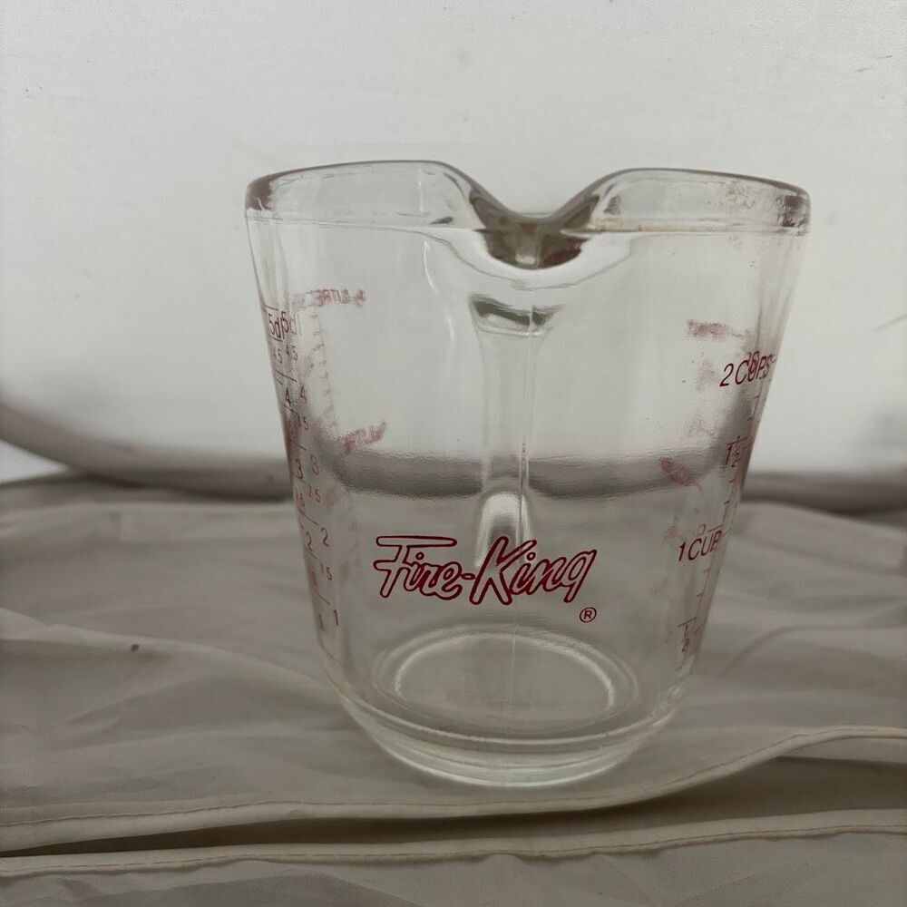 Fire King Anchor Hocking 498 Red Letter 2 Cup Glass Measuring Cup